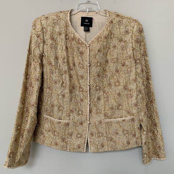 Doncaster 100% silk embroidered beaded jacket pockets fully lined size 8 NWT - Picture 1 of 13